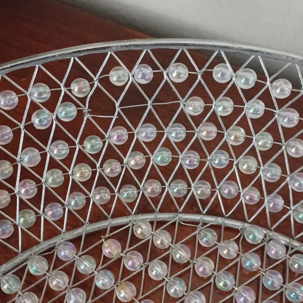 Source Unknown Clear Glass Beaded Decorative Bowl